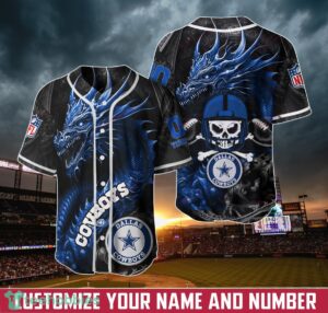 Dallas Cowboys Personalized Name And Number NFL 3D Baseball Jersey Shirt For Fans