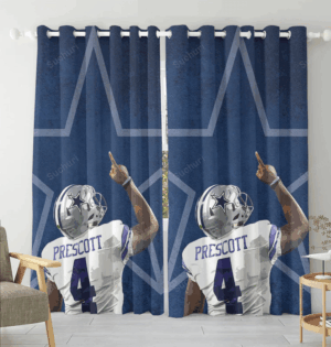 Dallas Cowboys PreScott Back Blackout Window Curtain 2 Panels For Livi