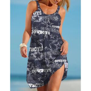 Dallas Cowboys Print Casual Sleeveless Cover Up Beach Dress