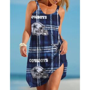 Dallas Cowboys Print Casual Sleeveless Cover Up Beach Dress