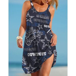 Dallas Cowboys Print Casual Sleeveless Cover Up Beach Dress