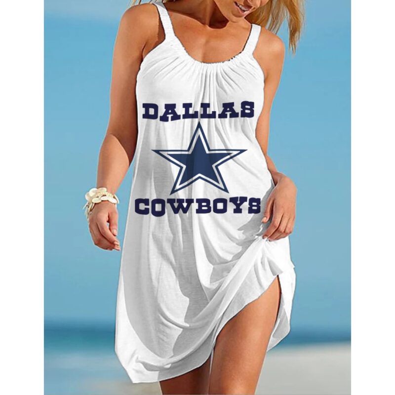 Dallas Cowboys Printed Beach Dress For Leisure