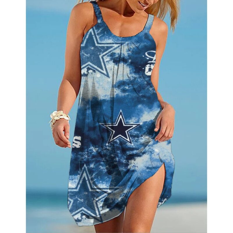 Dallas Cowboys Printed Beach Dress For Leisure