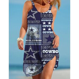 Dallas Cowboys Printed Beach Dress For Leisure