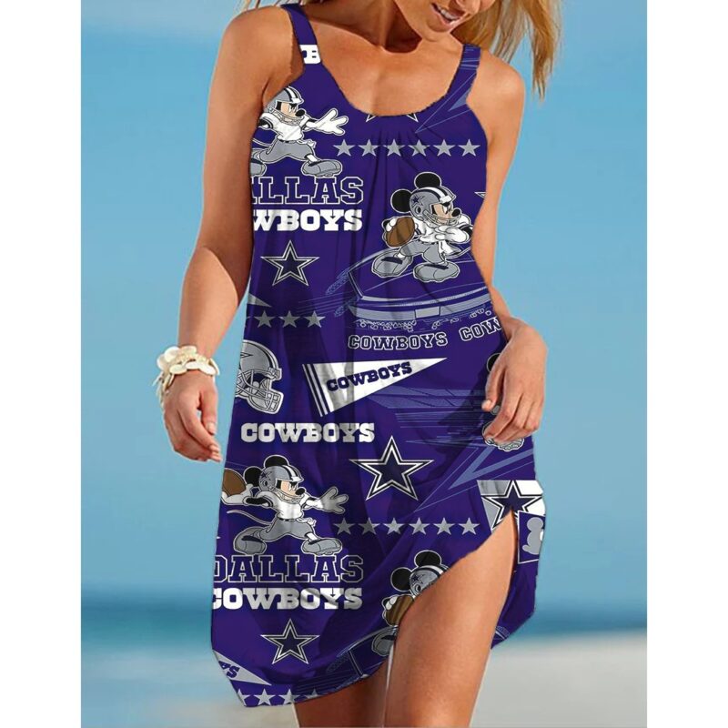 Dallas Cowboys Printed Beach Dress For Leisure