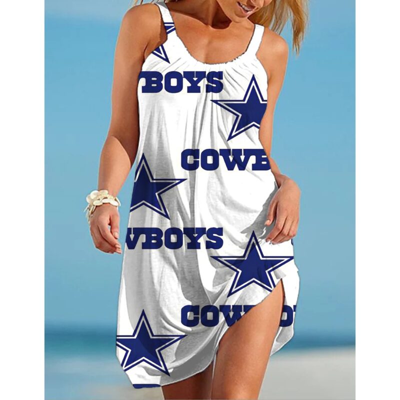 Dallas Cowboys Printed Beach Dress For Leisure