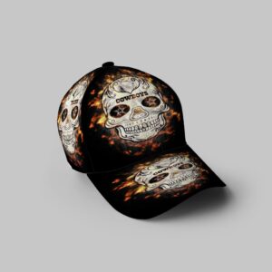 Dallas Cowboys Skull Flowers Fire 3D Printing Baseball Cap Classic Hat - Potatoke