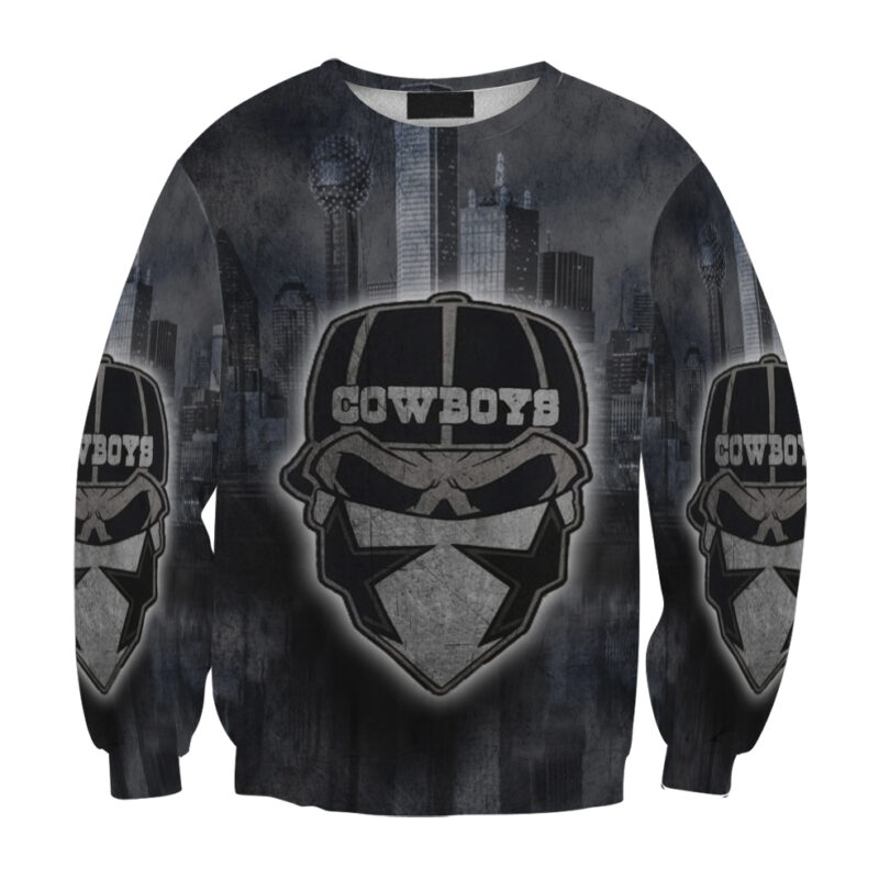 Dallas Cowboys Skull Wearing Mask City Gift For Fan 3D Full Printing Sweatshirt