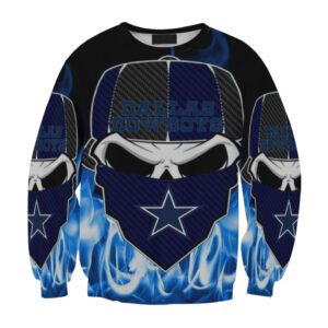 Dallas Cowboys Skull Wearing Mask Fire Gift For Fan 3D Full Printing Sweatshirt