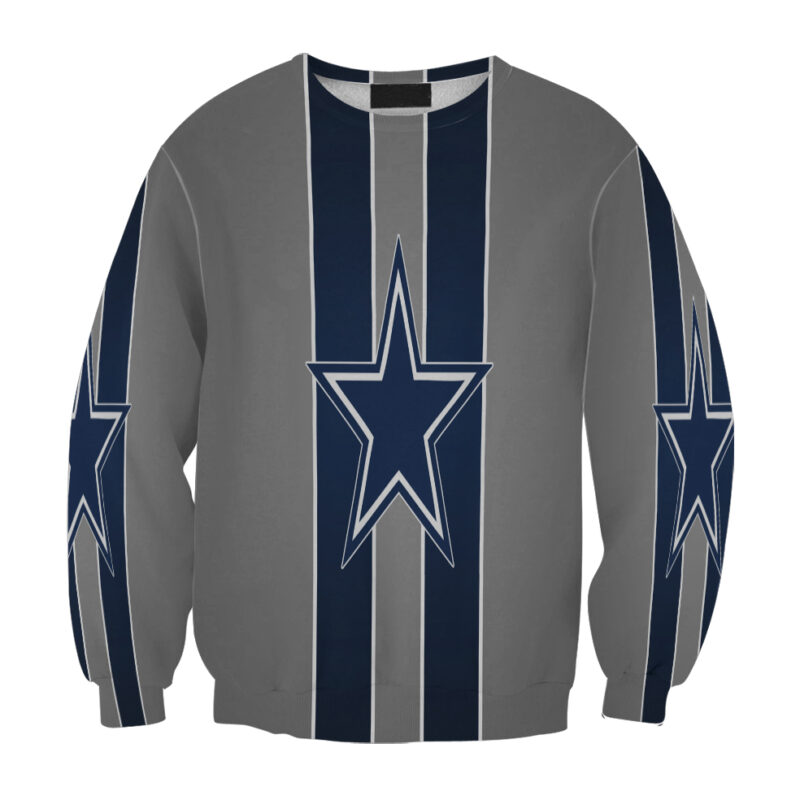 Dallas Cowboys Star Striped Gray Gift For Fan 3D Full Printing Sweatshirt