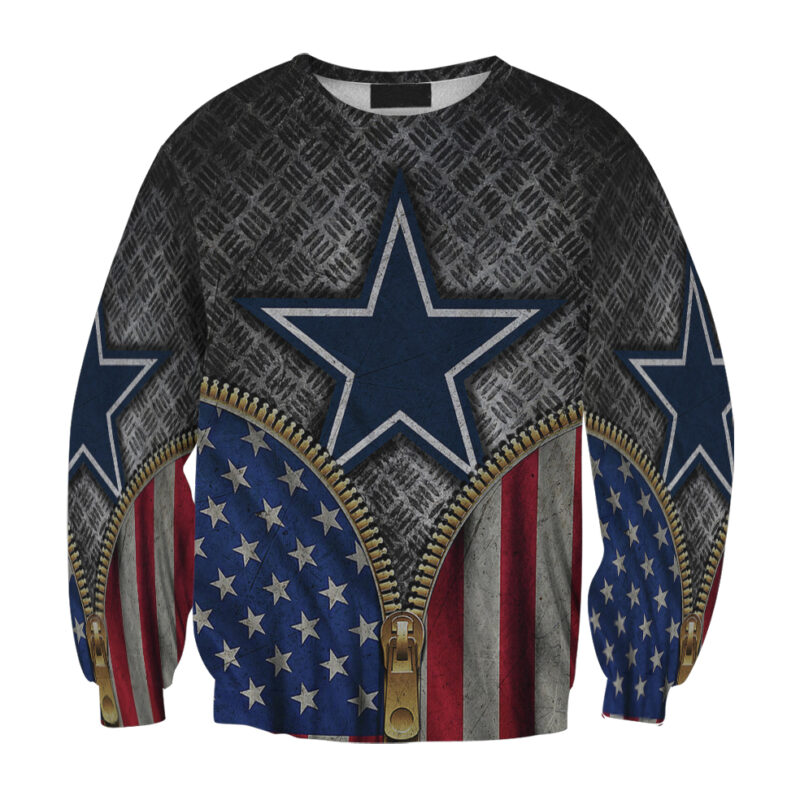 Dallas Cowboys Star Zipper Flag Gift For Fan 3D Full Printing Sweatshirt