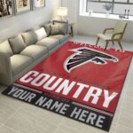 Atlanta Falcons Personalized Area Rugs, Team Living Room Bedroom Carpet, Customized Man Cave Floor Mat