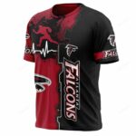 Atlanta Falcons T-Shirt Graphic Heart Ecg Line