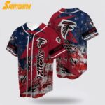 NFL Atlanta Falcons Baseball Jersey Team Symbol American Flag Blue Red Jersey Shirt Stand Out With Official Team Spirit