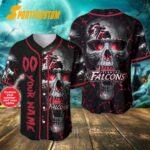 NFL Atlanta Falcons Skull Design Baseball Jersey Shirt