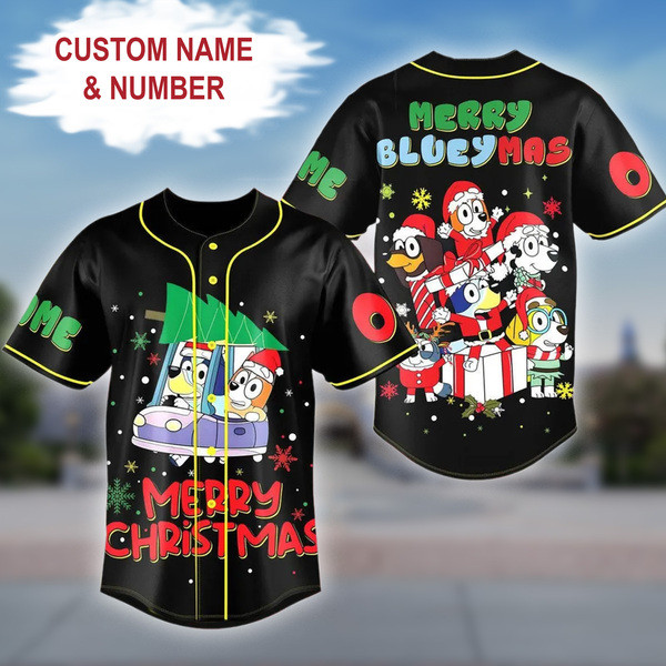 Custom Christmas Baseball Jersey - Personalized Name & Number - Festive Holiday Gift