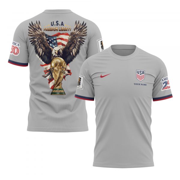 USA x World Cup 2026 Patriotic Eagle America 250 T-shirt Printed - Heather Grey - Jersey Teams