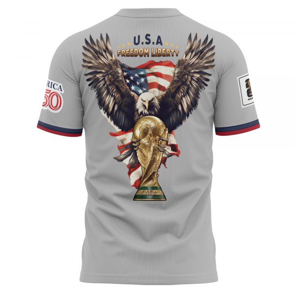 USA x World Cup 2026 Patriotic Eagle America 250 T-shirt Printed - Heather Grey - Jersey Teams