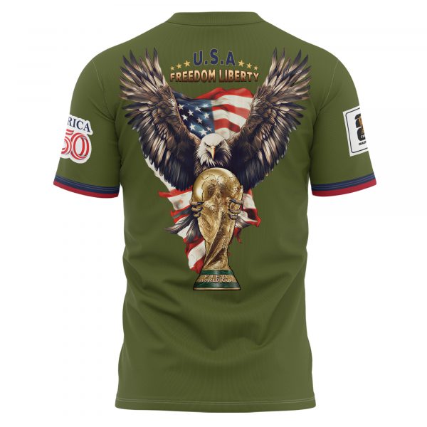 USA x World Cup 2026 Patriotic Eagle America 250 T-shirt Printed - Military Olive - Jersey Teams