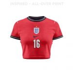 Adam Wharton 16 England 2026 Women's Home All-Over Print Cropped Jersey - Red - Jersey Teams