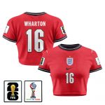 Adam Wharton 16 England 2026 Women's Home All-Over Print Cropped Jersey - Red - Jersey Teams