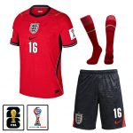 Adam Wharton 16 England 2026 Away Men Kit Set – Red/Black - Jersey Teams