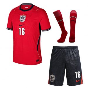 Adam Wharton 16 England 2026 Away Men Kit Set – Red/Black - Jersey Teams