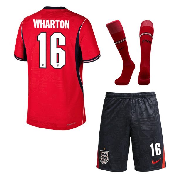 Adam Wharton 16 England 2026 Away Men Kit Set – Red/Black - Jersey Teams