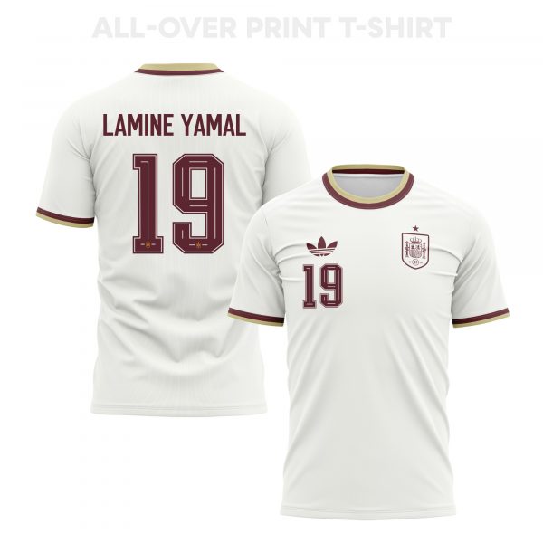 Lamine Yamal 19 Spain 2026 Away 3D T-Shirt Fully Printed – Unisex, White - Jersey Teams