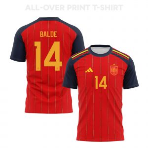 Alejandro Balde 14 Spain 2026 Home 3D T-Shirt Fully Printed – Unisex, Red - Jersey Teams
