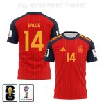 Alejandro Balde 14 Spain 2026 Home 3D T-Shirt Fully Printed – Unisex, Red - Jersey Teams
