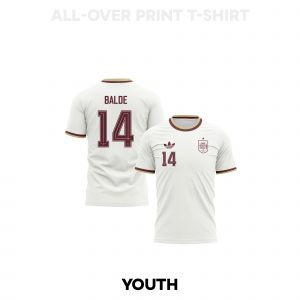 Alejandro Balde 14 Youth Spain 2026 Away 3D T-shirt Fully Printed – White - Jersey Teams