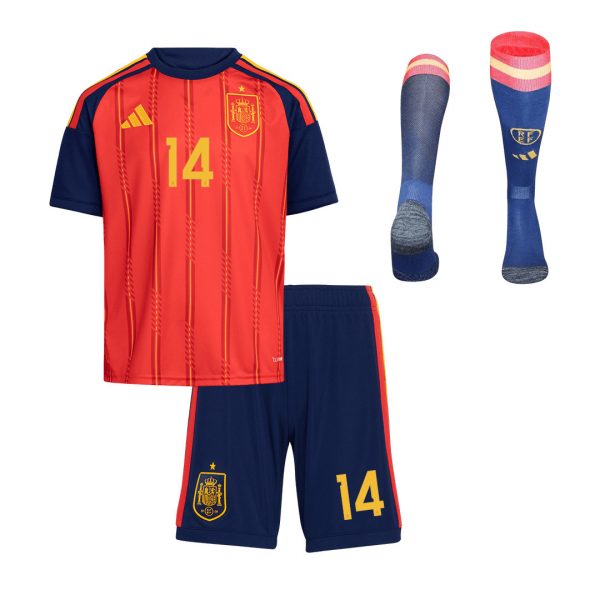 Alejandro Balde 14 Spain 2026 Home Men Kit Set – Red - Jersey Teams