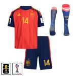 Alejandro Balde 14 Spain 2026 Home Men Kit Set – Red - Jersey Teams