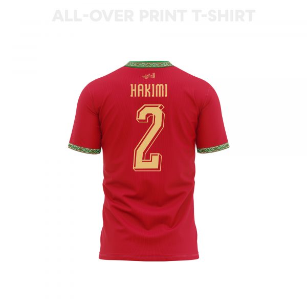 Achraf Hakimi 2 Morocco 2026 Home 3D T-Shirt Fully Printed – Unisex, Red - Jersey Teams