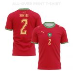 Achraf Hakimi 2 Morocco 2026 Home 3D T-Shirt Fully Printed – Unisex, Red - Jersey Teams