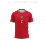 Achraf Hakimi 2 Morocco 2026 Home 3D T-Shirt Fully Printed – Unisex, Red - Jersey Teams