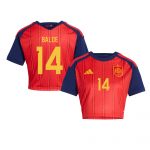 Alejandro Balde 14 Spain 2026 Home Women’s Cropped Jersey - Red - Jersey Teams
