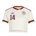 Alejandro Balde 14 Spain 2026 Away Women’s Cropped Jersey - White - Jersey Teams
