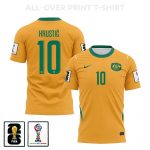 Ajdin Hrustić 10 Australia 2026 Home 3D T-Shirt Fully Printed – Unisex, Yellow - Jersey Teams