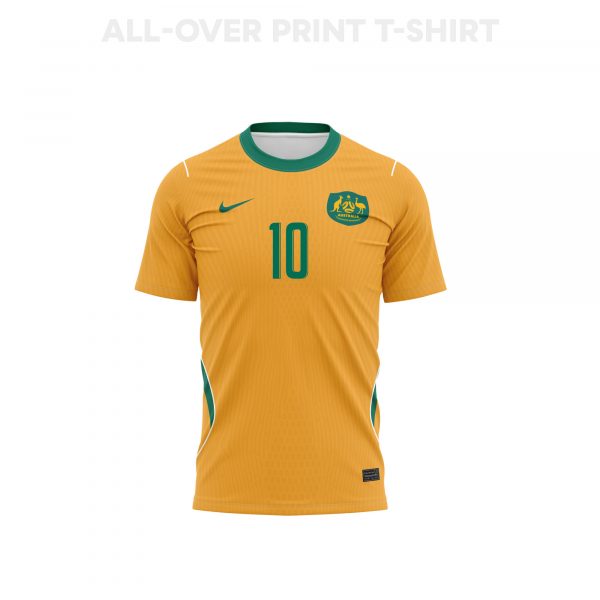 Ajdin Hrustić 10 Australia 2026 Home 3D T-Shirt Fully Printed – Unisex, Yellow - Jersey Teams