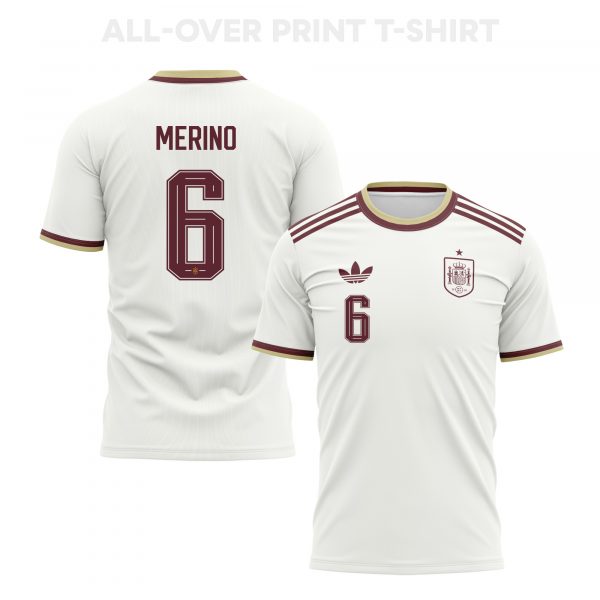 Mikel Merino 6 Spain 2026 Away 3D T-Shirt Fully Printed – Unisex, White - Jersey Teams