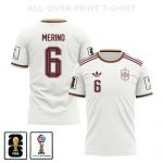 Mikel Merino 6 Spain 2026 Away 3D T-Shirt Fully Printed – Unisex, White - Jersey Teams