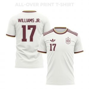 Nico Williams 17 Spain 2026 Away 3D T-Shirt Fully Printed – Unisex, White - Jersey Teams