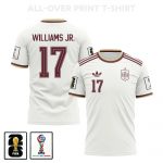 Nico Williams 17 Spain 2026 Away 3D T-Shirt Fully Printed – Unisex, White - Jersey Teams