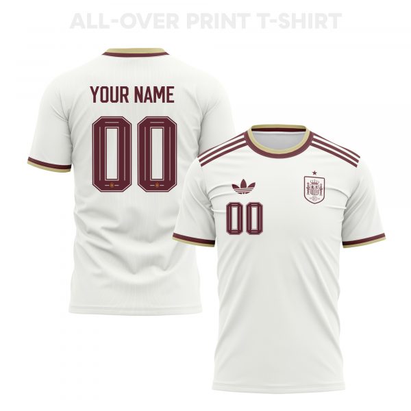 Spain 2026 Away 3D T-Shirt Fully Printed – Personalized – Unisex, White - Jersey Teams