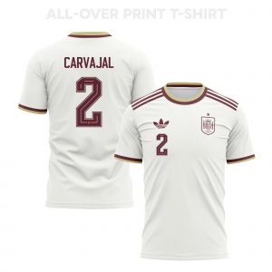 Dani Carvajal 2 Spain 2026 Away 3D T-Shirt Fully Printed – Unisex, White - Jersey Teams