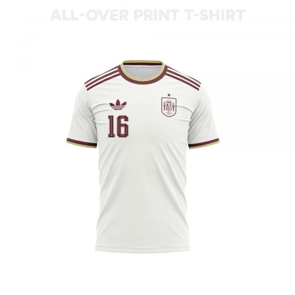 Rodri 16 Youth Spain 2026 Away 3D T-shirt Fully Printed – White - Jersey Teams