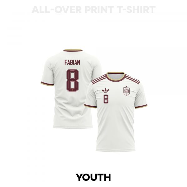 Fabián Ruiz 8 Youth Spain 2026 Away 3D T-shirt Fully Printed – White - Jersey Teams