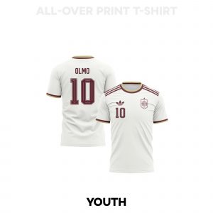 Dani Olmo 10 Youth Spain 2026 Away 3D T-shirt Fully Printed – White - Jersey Teams